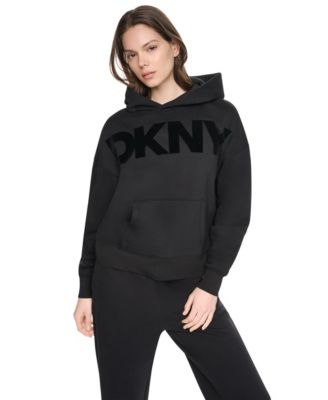 DKNY Sport женская толстовка с капюшоном свободного кроя с флок-логотипом
