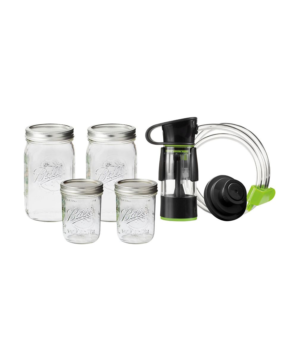 Ball Mason Jar набор для вакуумного запечатывания банок с ручным устройством и крышками - Wide Mouth - Pint и Quart (включая 4 банки)