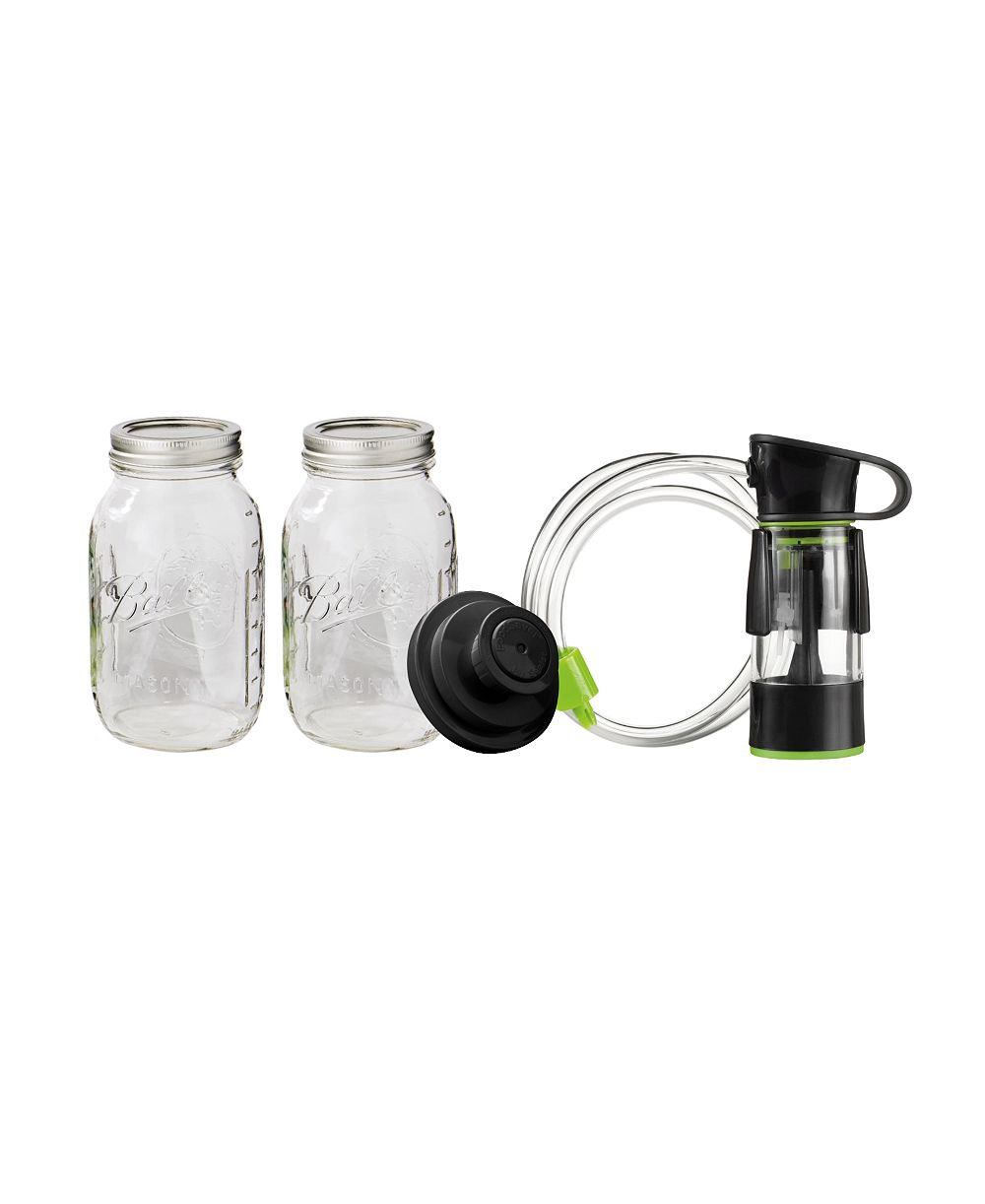 Набор для вакуумного запечатывания Ball Mason Jar с ручным устройством и крышками - Regular Mouth - Quart Size (32 oz)
