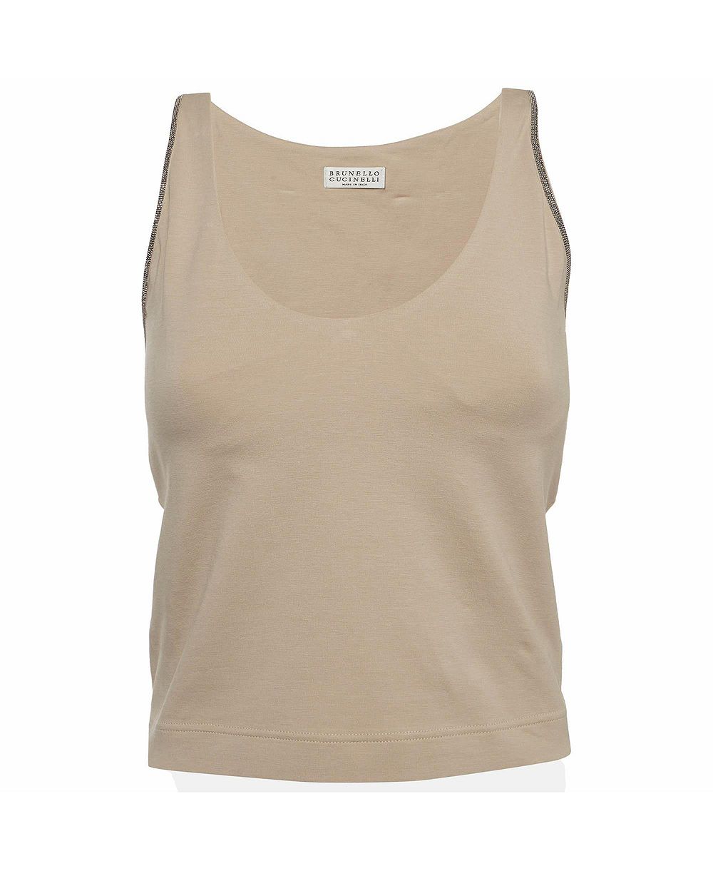 Pre-Owned Brunello Cucinelli Женский укороченный топ Monili-Trimmed Knit Cropped Tank Top