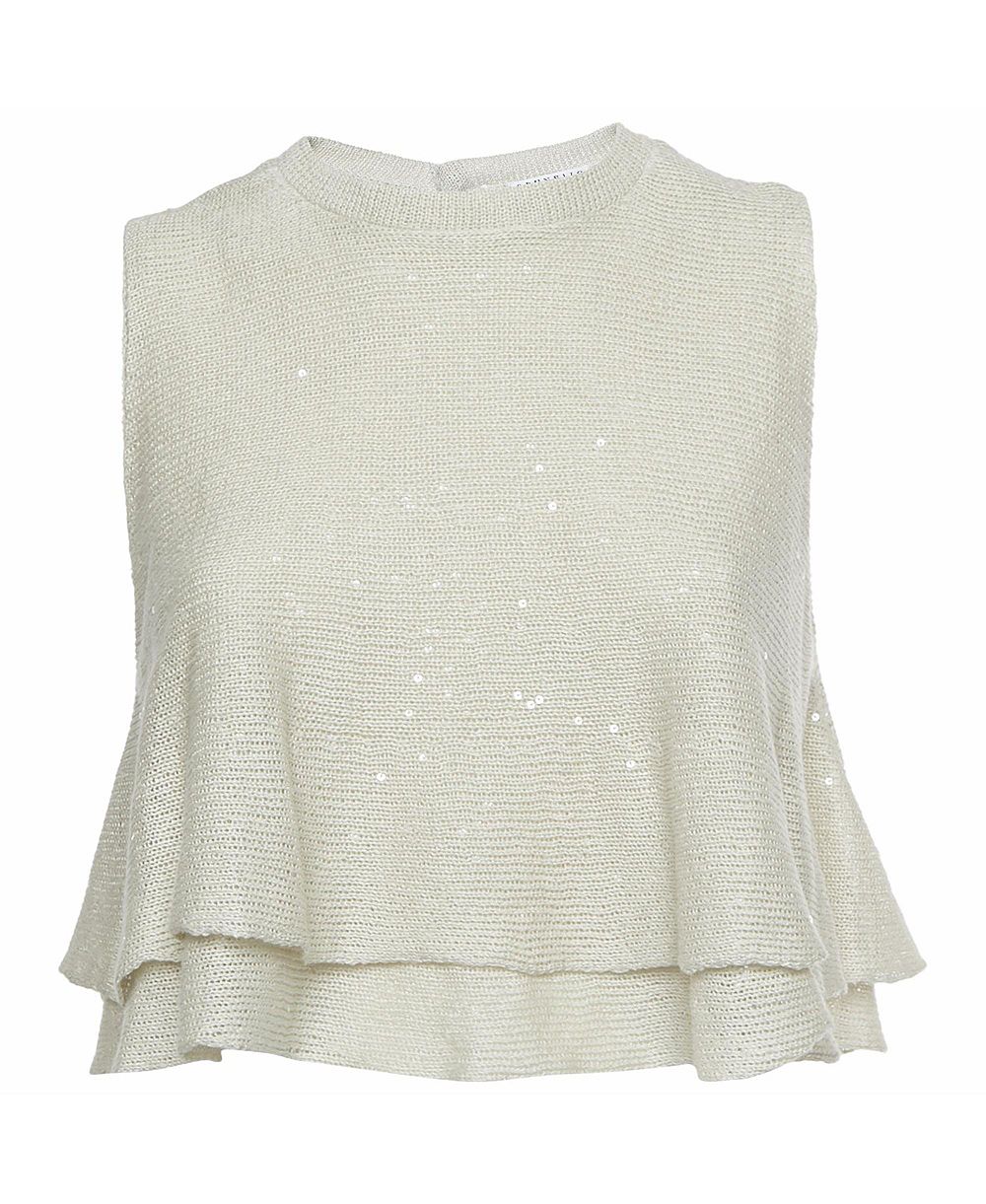 Женский трикотажный топ Brunello Cucinelli Sequin-Embellished Tiered