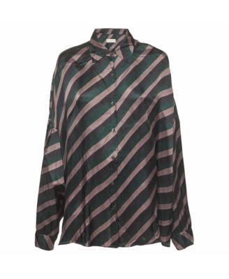 Dries Van Noten рубашка из атласа с диагональным принтом Женский