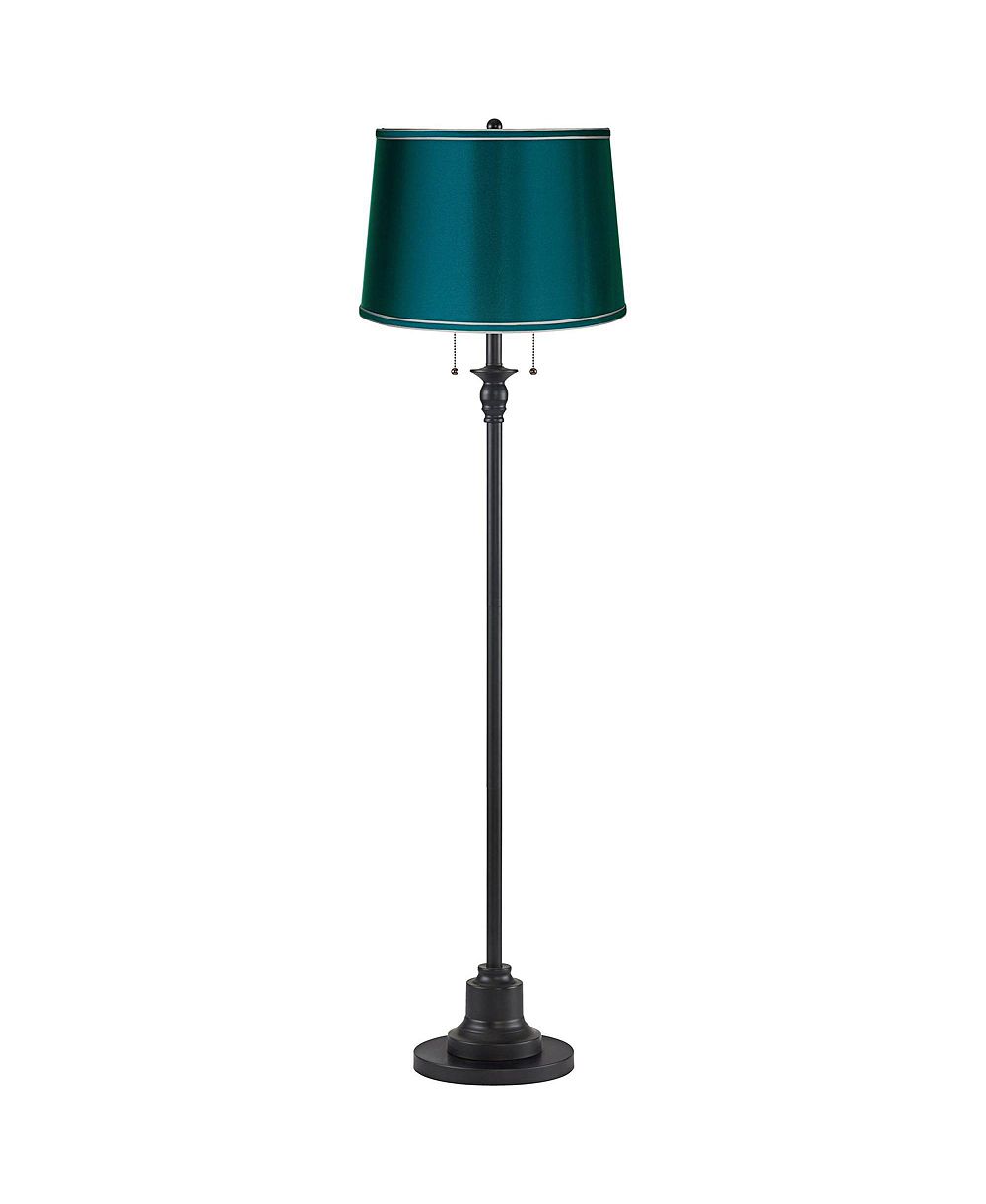 Напольный торшер 360 Lighting Dyna Traditional 58" Tall 2-Light Skinny Pole Pull Chain Deep Teal Shade