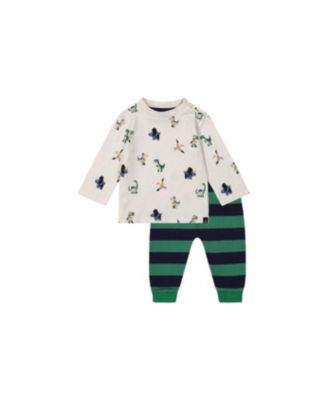 Deux par Deux Baby Boy (6M-24M) Cotton T-Shirt and Fleece Pant Set Dinosaur Print