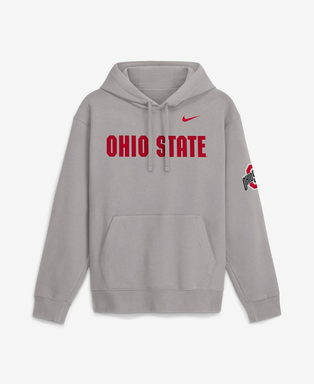 Мужская толстовка Nike Gray Ohio State Buckeyes 2026 Sideline Club Fleece Hoodie