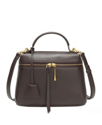 SUSU Women's Arden Pebbled Leather Top Handle Satchel Bag Minimalist Convertible Small Crossbody Purse