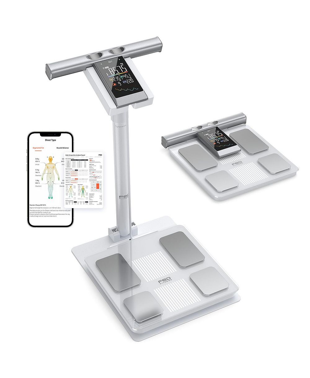 FED FITNESS 8-Electrode Smart Body Fat Scale with Handheld Handle, Dual-Frequency BIA, 50+ Body Metrics, Bluetooth App