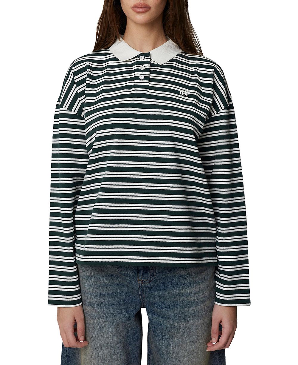 Женский поло Long Sleeve Striped
