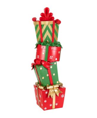 Glitzhome 30.25" Christmas Stacked Gift Box Porch Décor