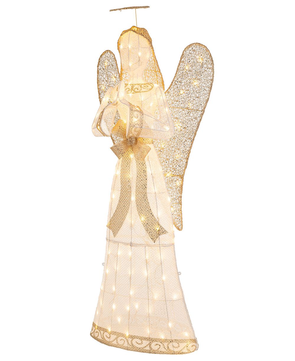 Glitzhome 63" Glittered Fabric Angel Décor