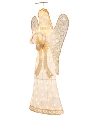 Glitzhome 63" Glittered Fabric Angel Décor