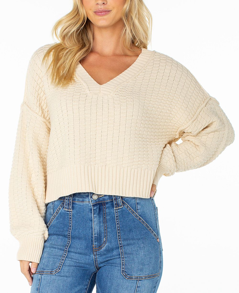 Roxy Women's Study Hall V-Neck Cropped Sweater