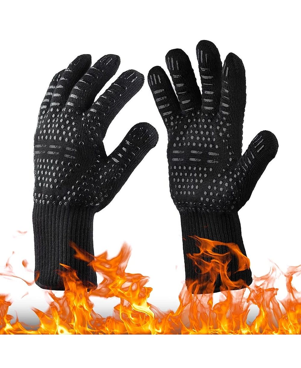 Cowin BBQ Gloves Heat Resistant Cooking for Barbecue Grilling Oven Baking Camping