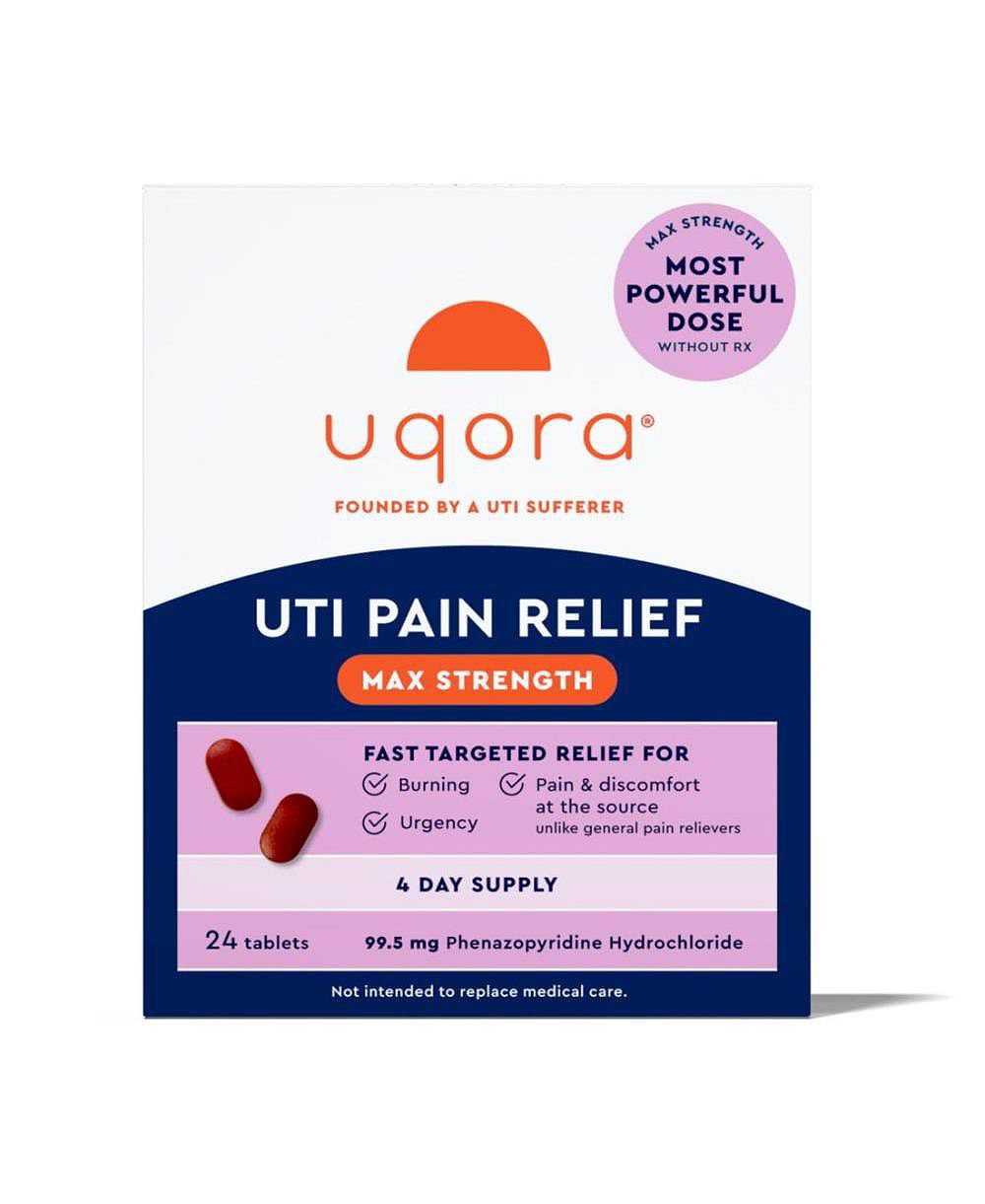 Uqora UTI Pain Relief Max Strength - Phenazopyridine HCl для быстрого облегчения боли, жжения и частоты мочеиспускания при ИМП, 24 таблетки
