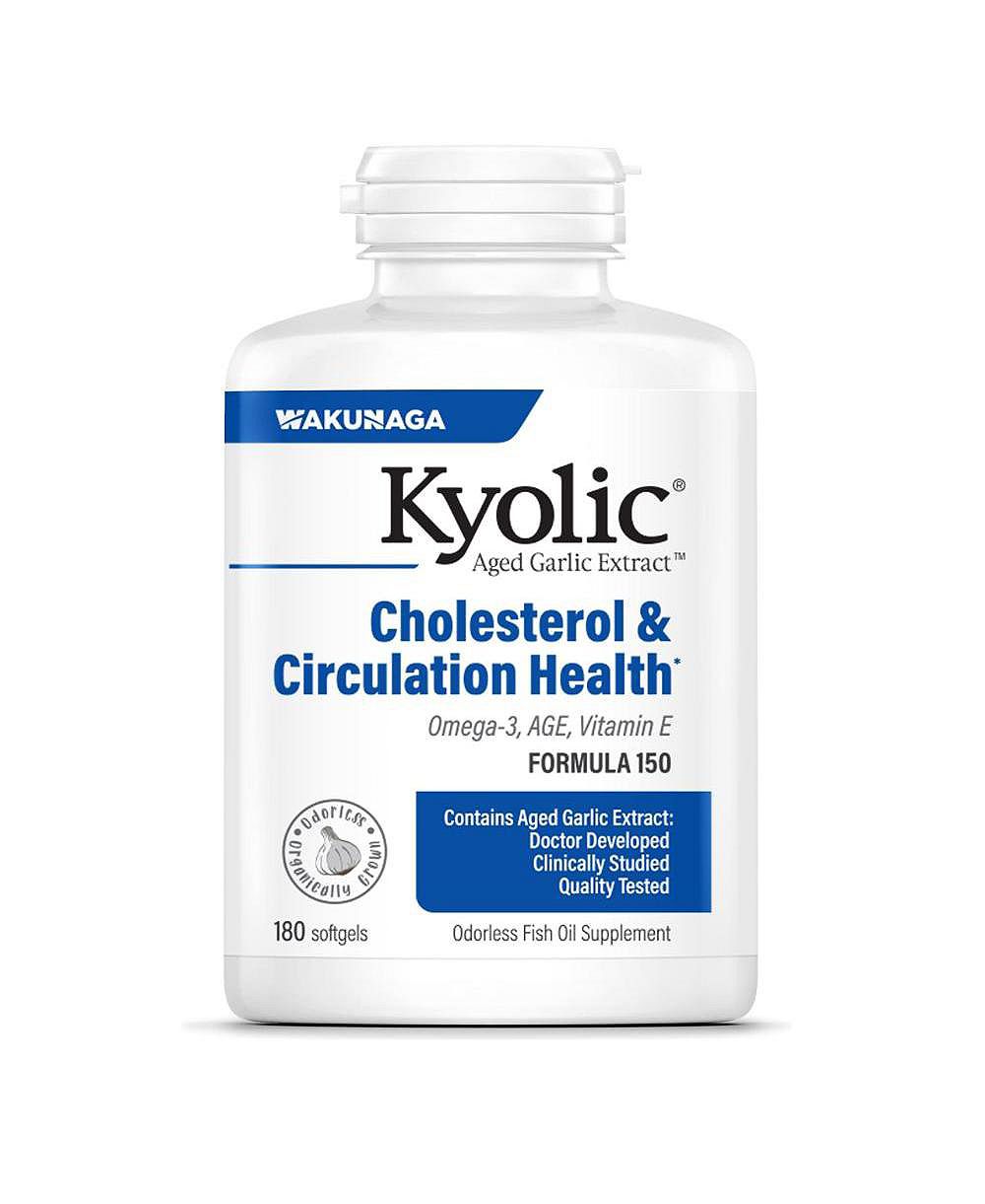 Экстракт чеснока Kyolic Aged Garlic Formula 150, для здоровья холестерина и кровообращения, 180 капсул