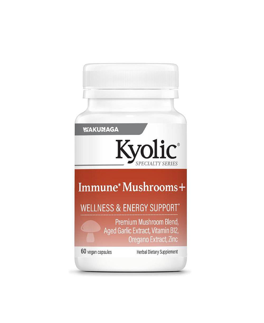 Добавка Kyolic Immune Mushrooms | Chaga, Cordyceps, Turkey Tail и экстракт чеснока | 60 капсул