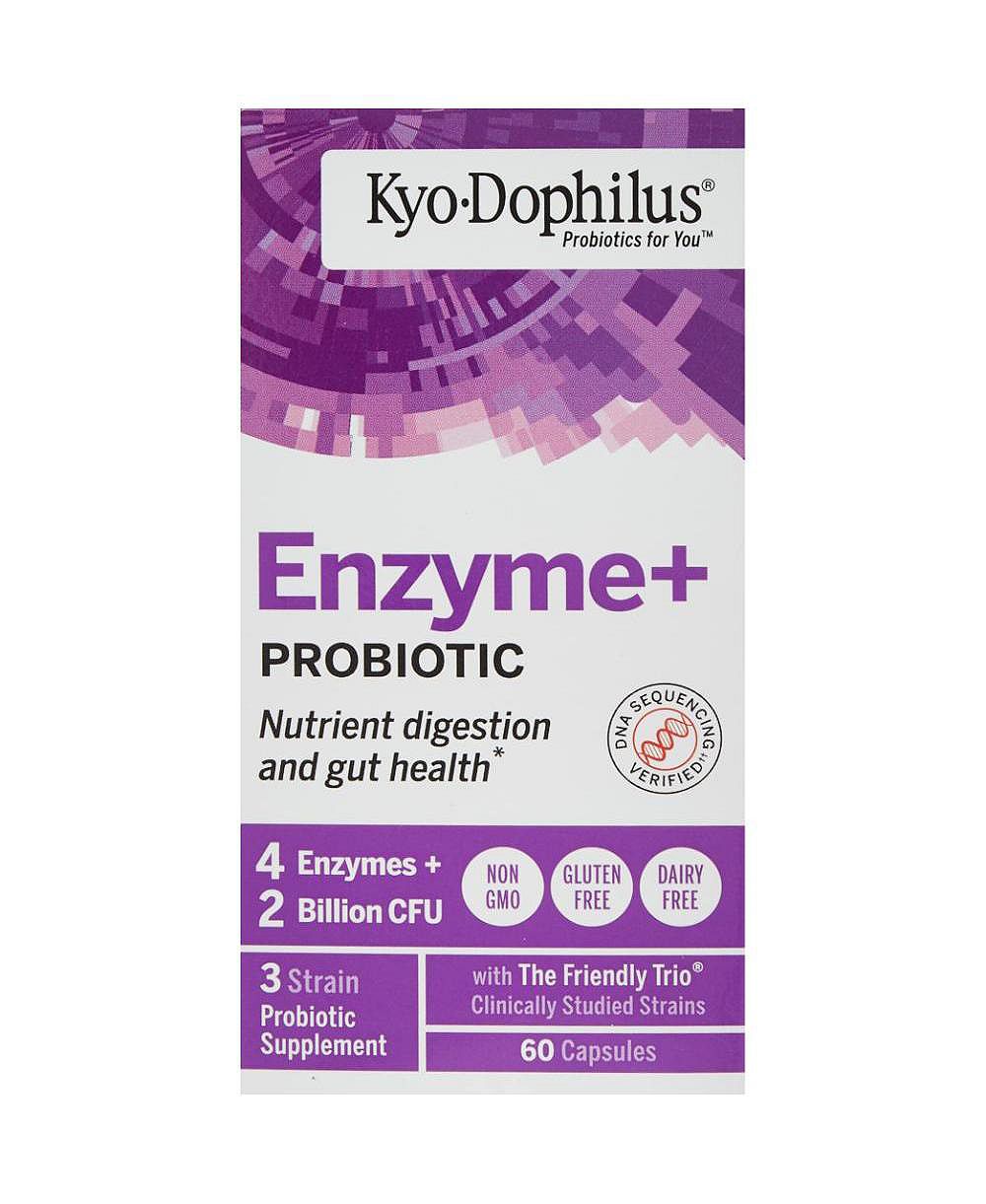 Kyo-Dophilus Enzymes+ Probiotic, для пищеварения и здоровья кишечника, 60 капсул