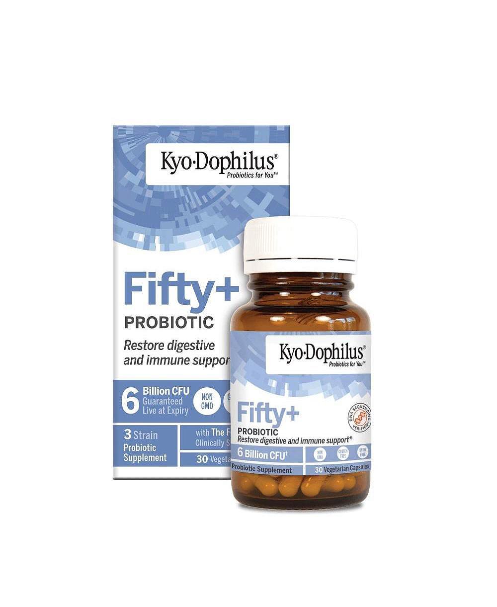Kyo-Dophilus Fifty+ пробиотики, поддержка пищеварения и иммунитета, 30 вегетарианских капсул