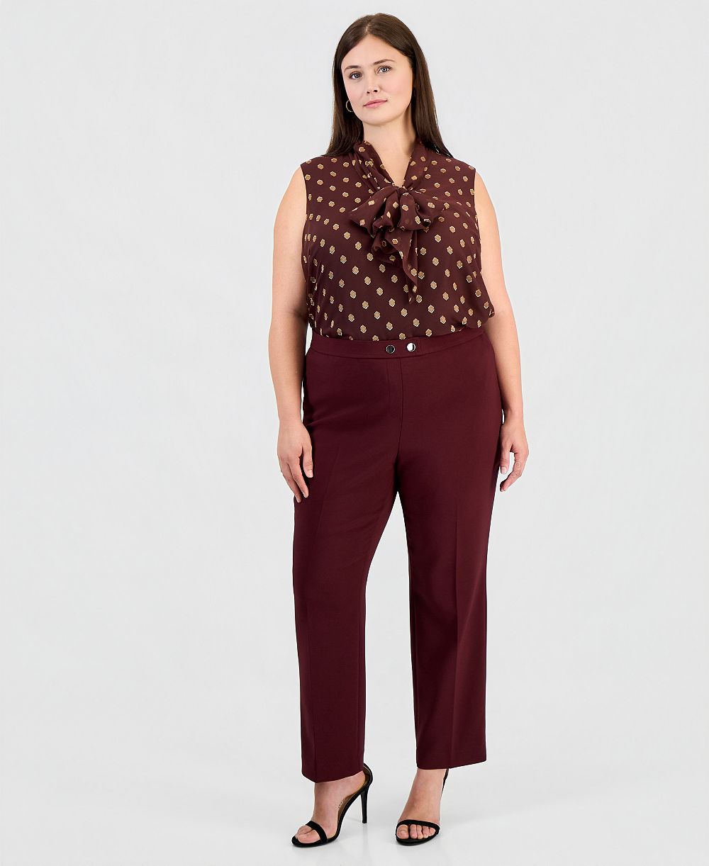 Anne Klein Plus Size Pull-On Straight Work Pants