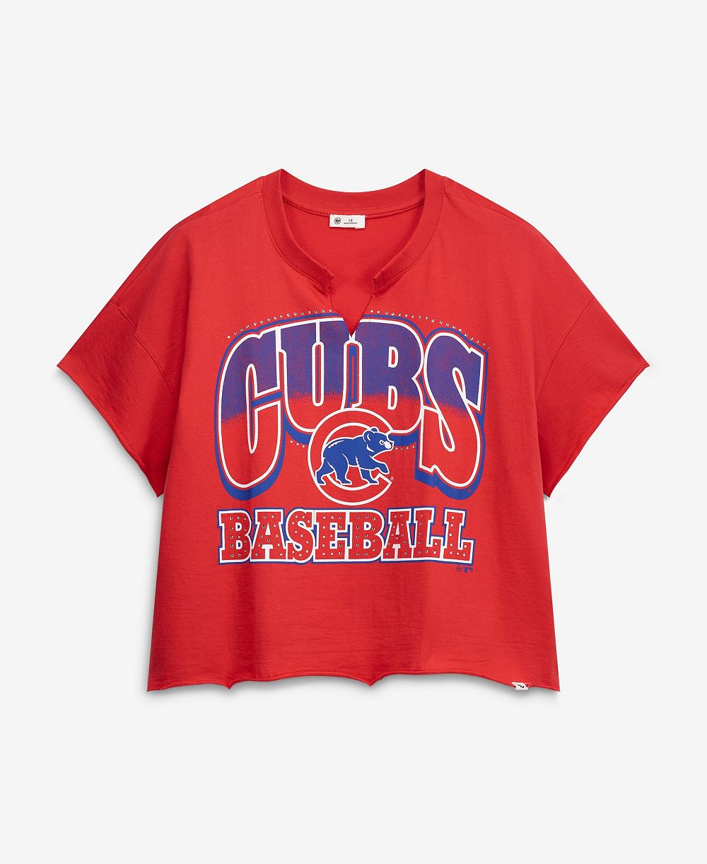 '47 Brand Женская Red Chicago Cubs Plus Size Win Big Oversized Notch-Neck T-Shirt