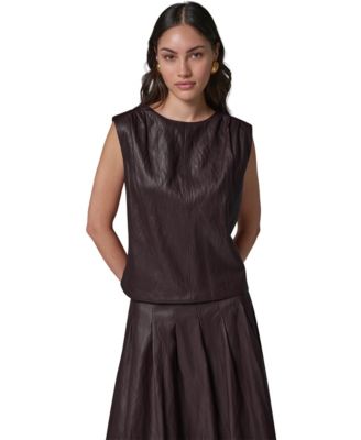 Женская блузка Donna Karan New York без рукавов с v-образным вырезом сзади из искусственной кожи