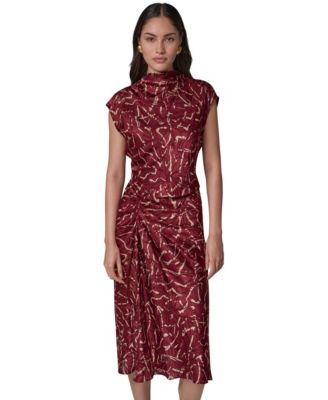 Женское миди-платье Donna Karan New York с драпировкой на шее и вырезом burnout