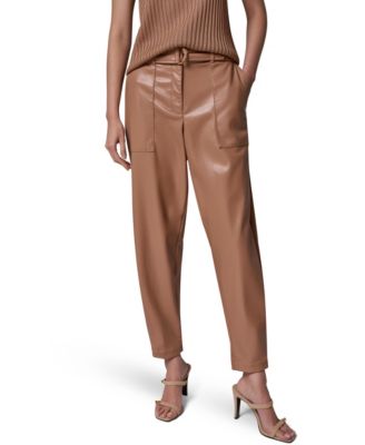 Donna Karan New York Женские брюки из полиуретана Cargo с высокой талией и зауженными штанинами
