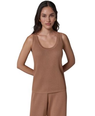 Donna Karan New York женская майка с круглым вырезом из ребристого трикотажа с открытым плетением