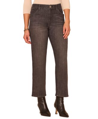 Democracy Petite "Ab"Solution High-Rise Relaxed Straight-Leg Ankle Jeans