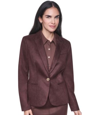 Tommy Hilfiger Women's Short One-Button Faux Suede Blazer