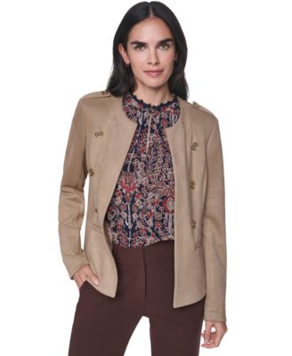 Tommy Hilfiger Women's Suede Collarless Band Jacket