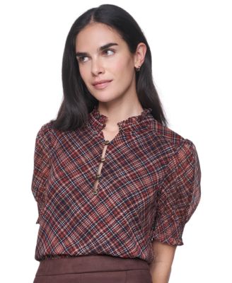 Tommy Hilfiger женская блузка с коротким рукавом и клетчатым принтом