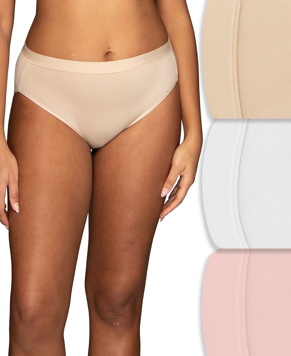 Vanity Fair Lingerie Women's Beyond Comfort Ultimate Stretch Hi-Cut Brief, 3-Pack