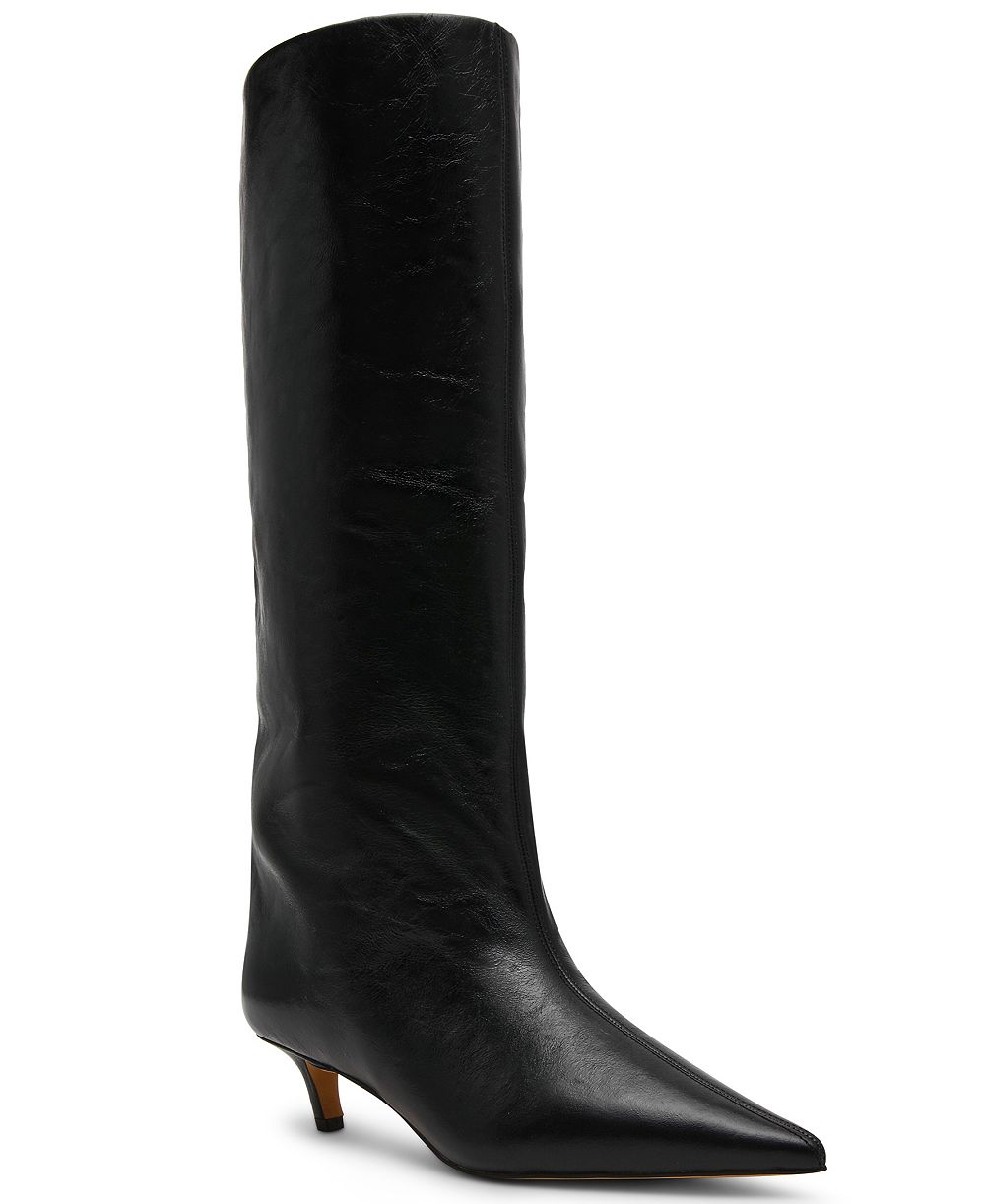 Steve Madden Women's Lychee Wide-Calf Kitten-Heel Stovepipe Knee-High Dress Boots