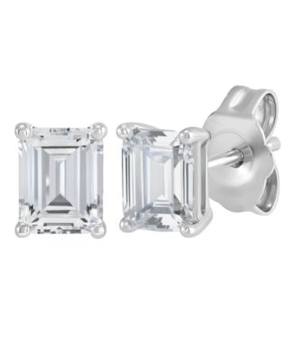 Macy's Серьги-гвоздики с лабораторным бриллиантом (1 ct. t.w.) в белом золоте 14k