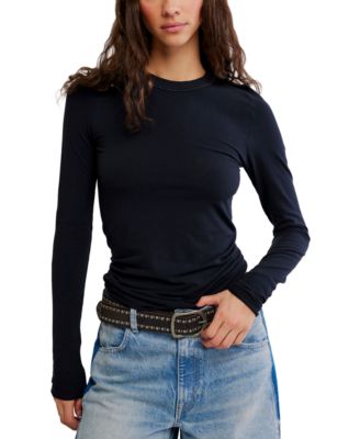 Free People Women's So Soft Seamless Scoop Neck Long-Sleeve Top