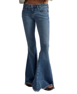 Free People Women's Emre Flare Low-Rise Distressed Hemline Jeans