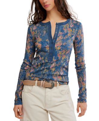 Женский топ Free People с длинным рукавом и принтом Henley
