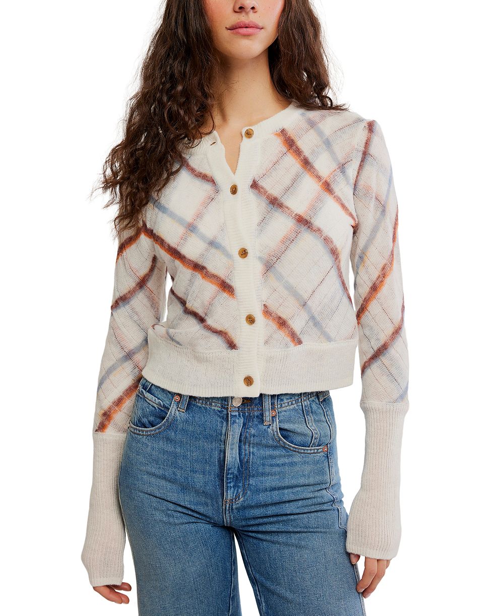 Женский укороченный кардиган Free People Highland Mist Plaid