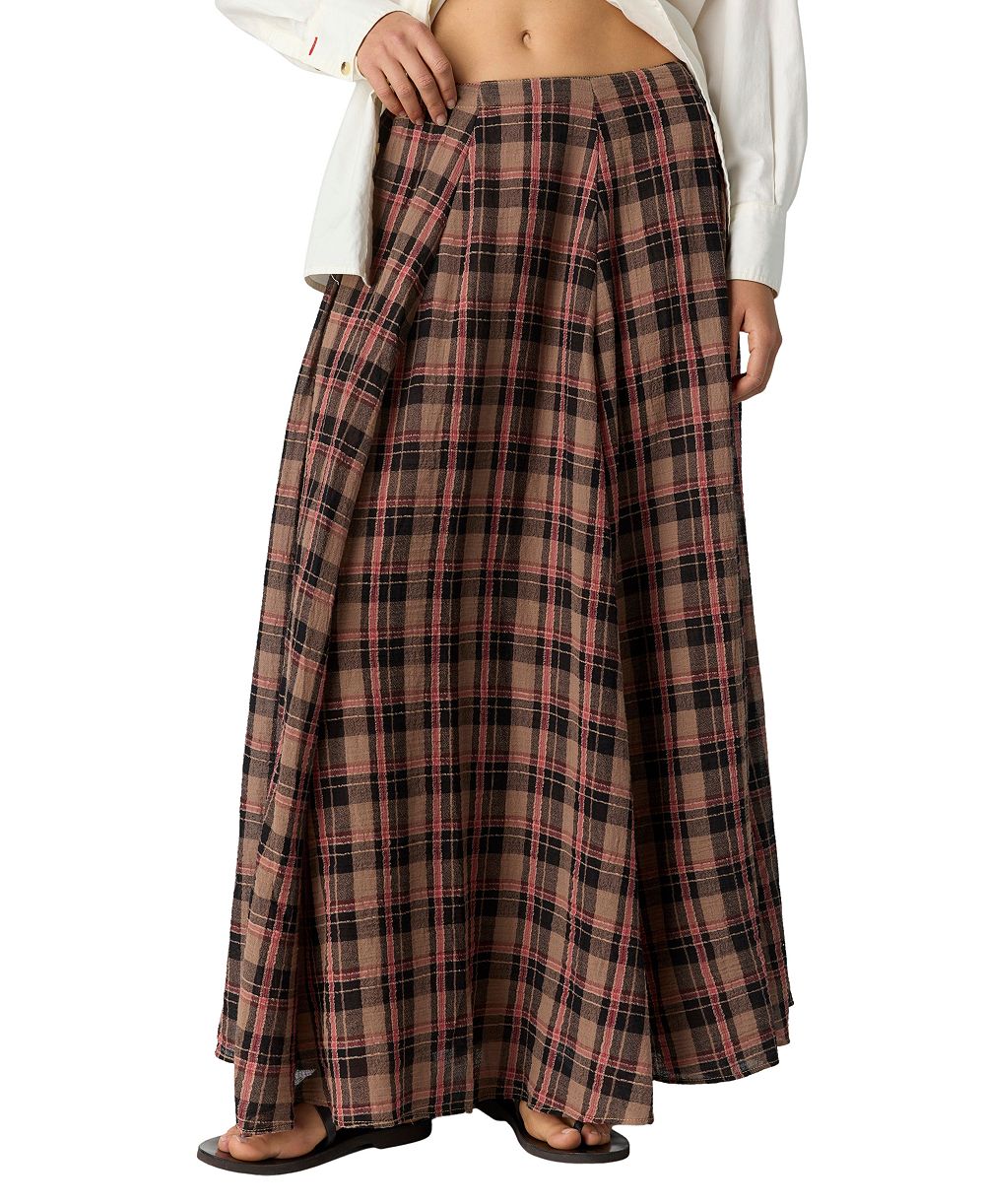 Free People Women's Ives Maxi Plaid Pleated Skirt