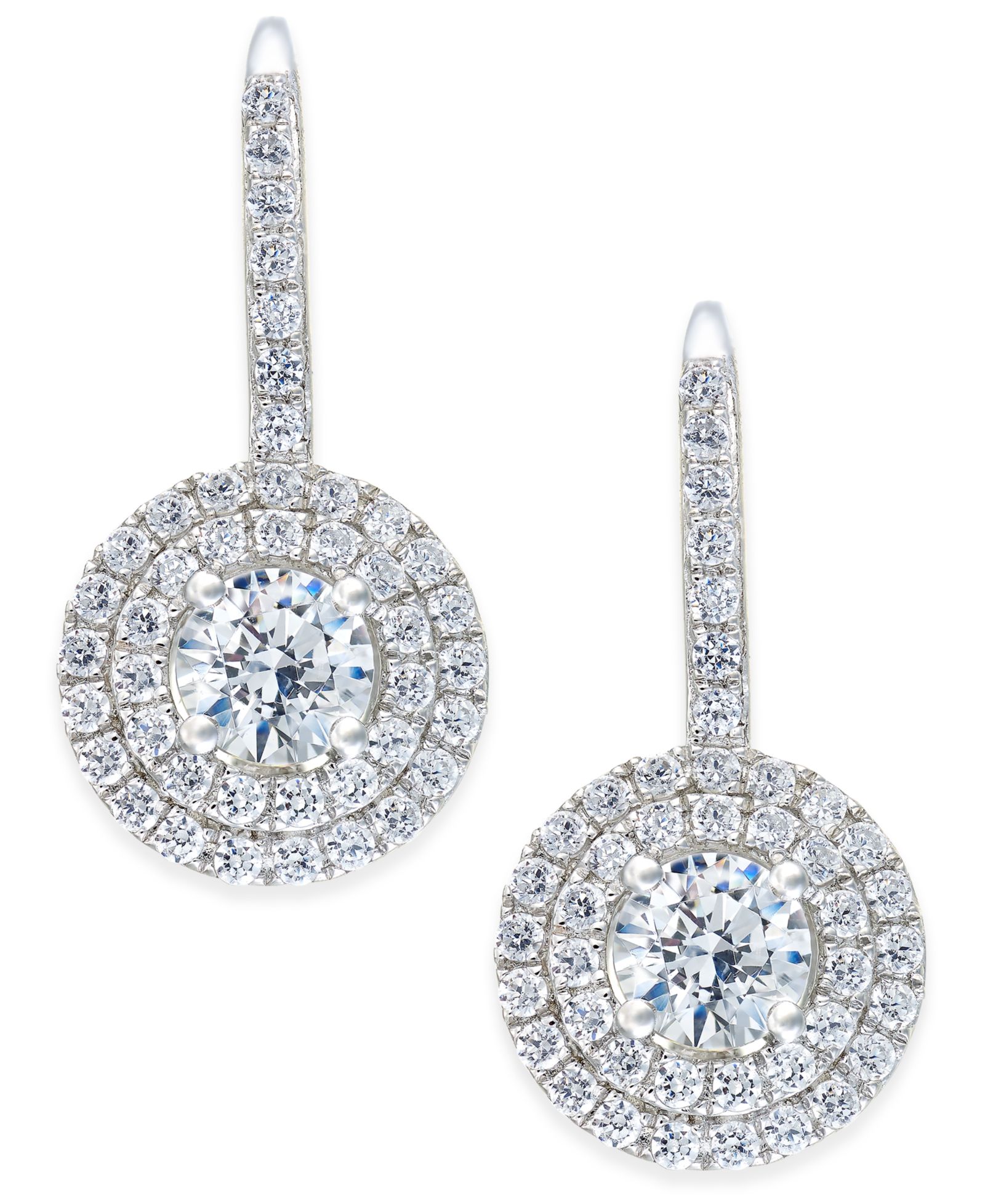 Arabella Cubic Zirconia Circle Cluster Drop Earrings in Sterling Silver, Created for Macy's