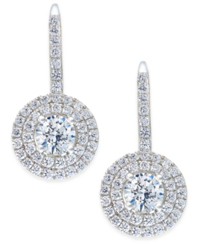 Серьги Arabella Cubic Zirconia Circle Cluster Drop Sterling Silver