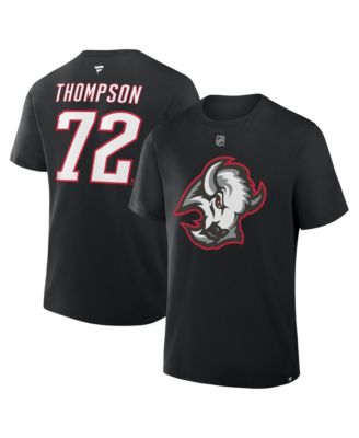 Fanatics Men's Tage Thompson Black Buffalo Sabres Authentic Stack Name & Number T-Shirt