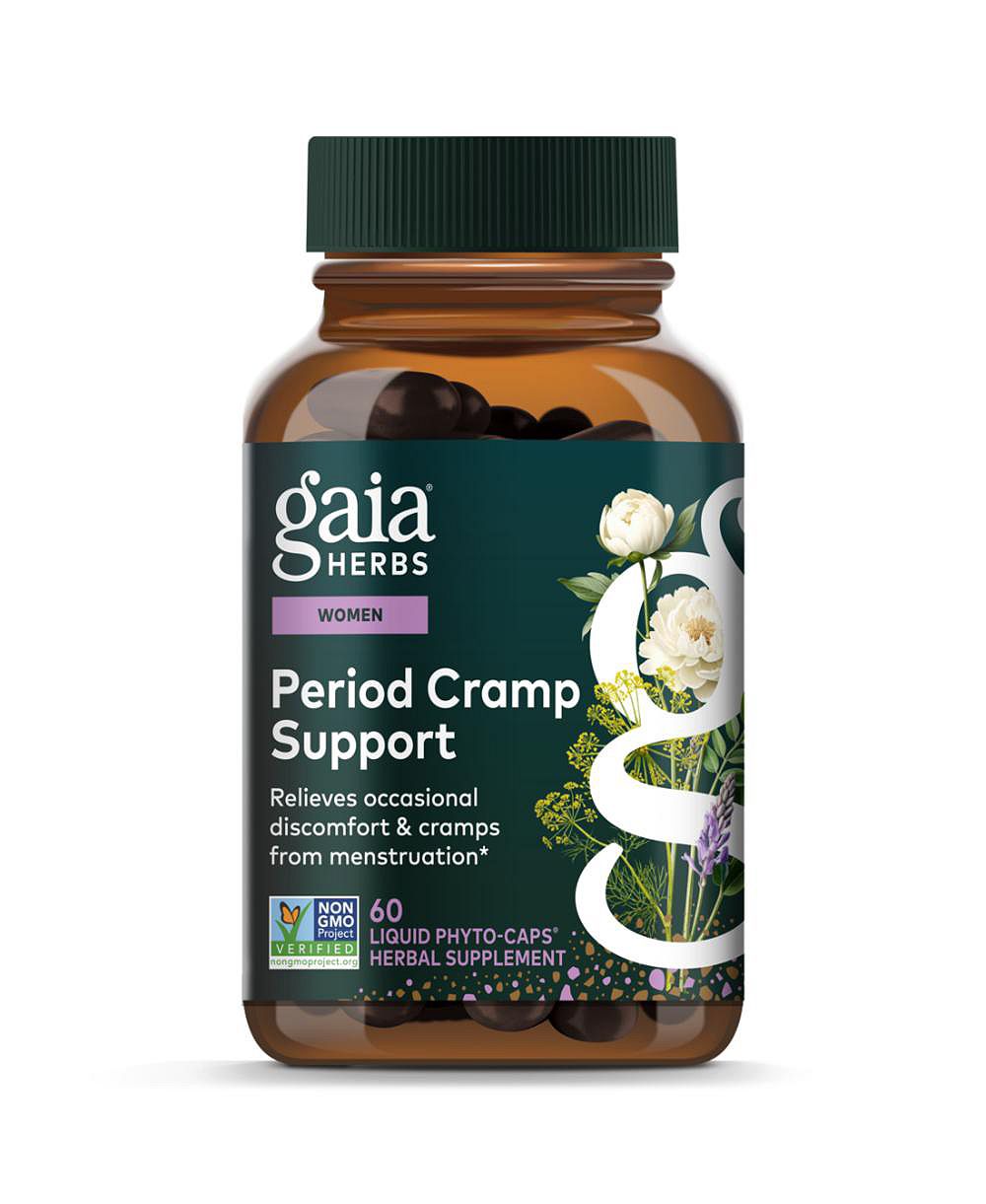 Gaia Herbs травляная добавка Cramp Relief для гормонального баланса и облегчения менструальных болей, с корнем солодки, 60 капсул