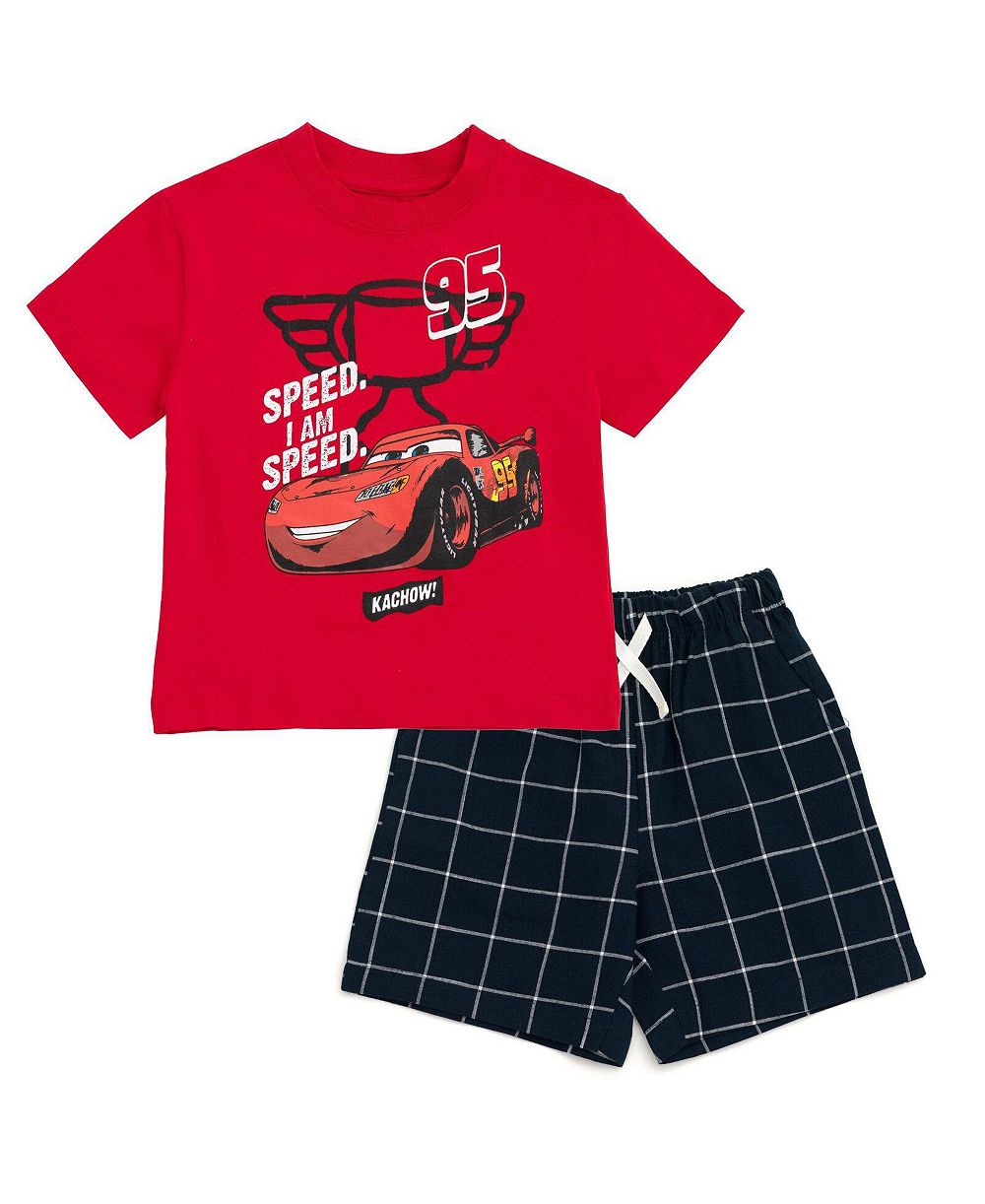 Cars Little Boys (5 to 12) Lightning McQueen T-Shirt and Plaid Shorts Set