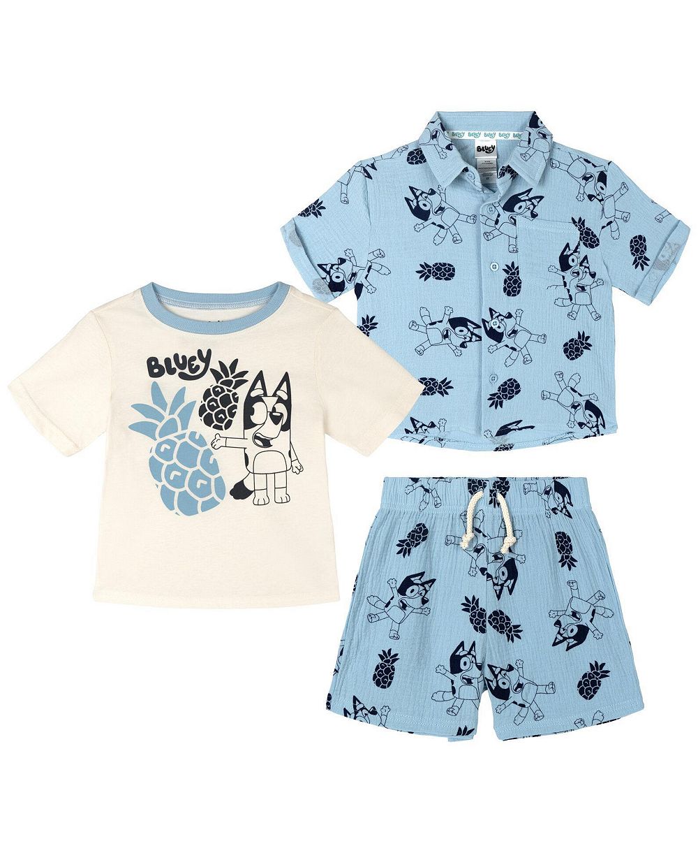 Детский комплект Bluey Hawaiian Shirt, Tee and Shorts для мальчиков 2T-4T