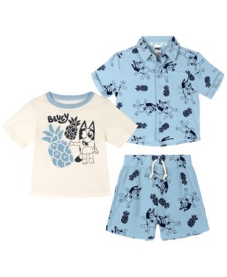 Bluey Toddler Boys 2T-4T Hawaiian Shirt, Tee and Shorts Set