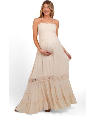 Женское платье Pinkblush Cream Smocked Open Back Maxi Dress