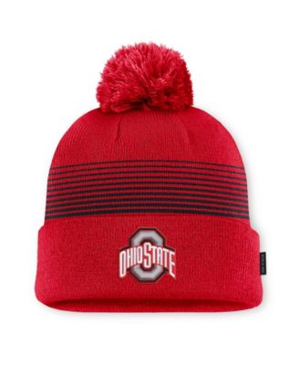 Мужская и женская кепка Nike Ohio State Buckeyes 2026 On-Field Cuffed Knit Pom Hat Scarlet