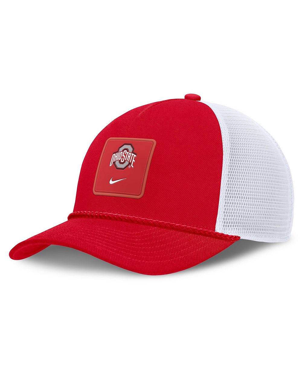 Мужская и женская кепка Nike Scarlet Ohio State Buckeyes 2026 On-Field Gameday Rope Trucker Adjustable